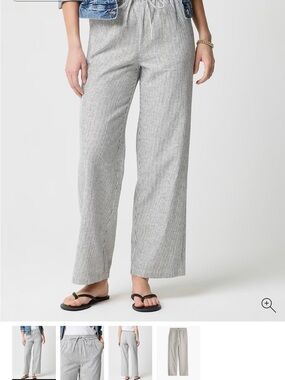J. Crew Gray Pinstripe Wide-Leg Pull-On Pants